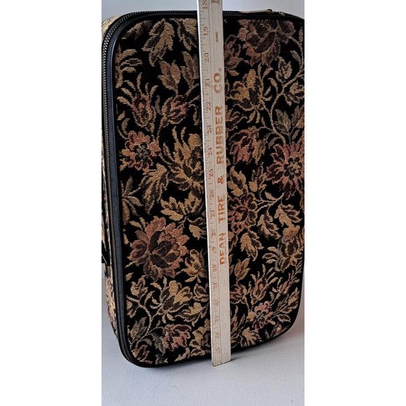 Vintage Small Floral Tapestry Suitcase Luggage Celebrity Of New York - Picture 9 of 11